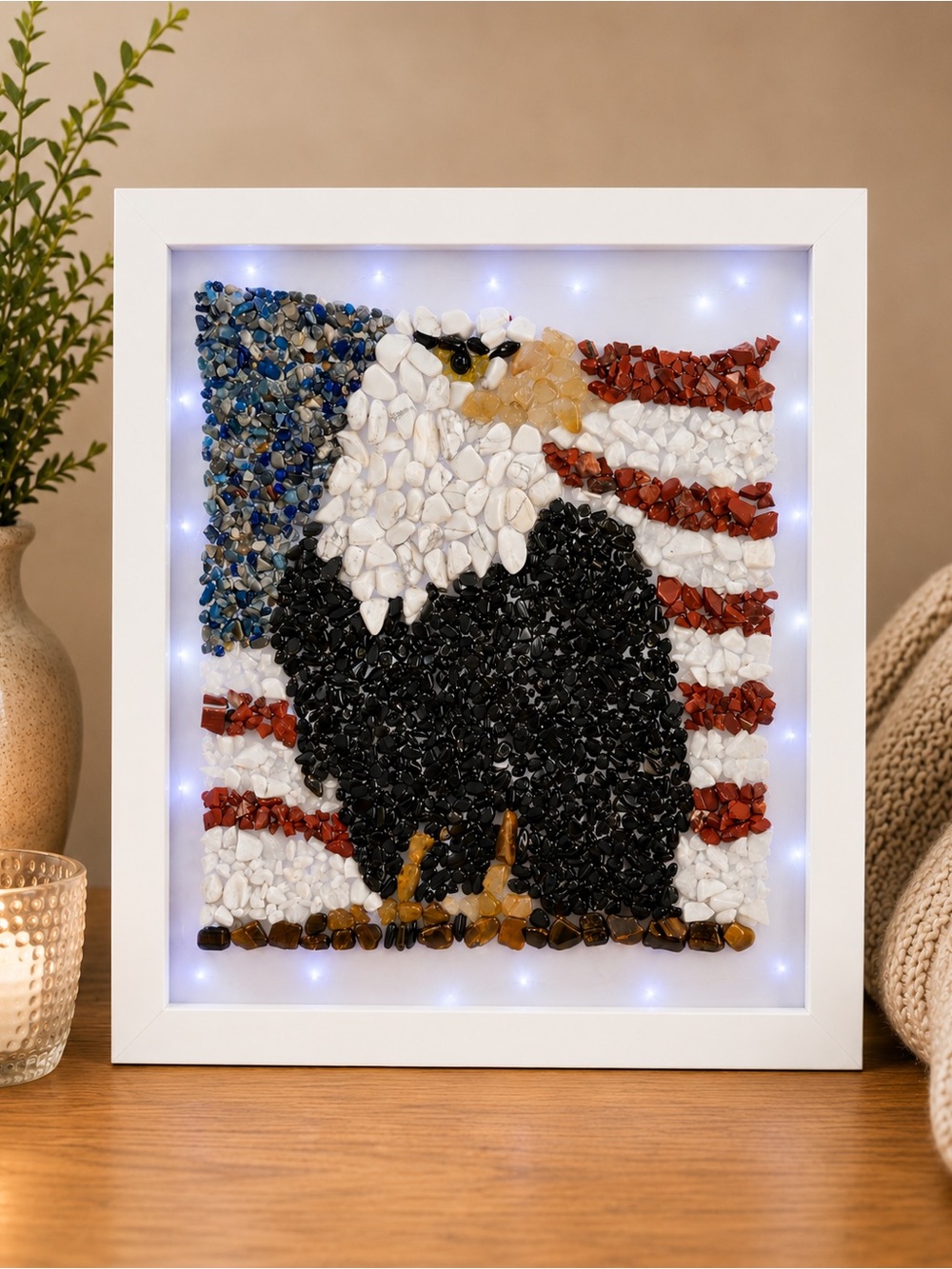 Patriotic Eagle Crystal Chips Light Box